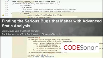 Finding the Serious Bugs that Matter with Advanced Static Analysis (170)