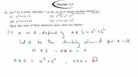 Let * be a binary operation * on the set Q of rational numbers defined as :(i)a*b=a-b(ii) a*b= a^2+