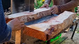 Mahogany Wood Sawing Technology || ASMRmachine sawmill.