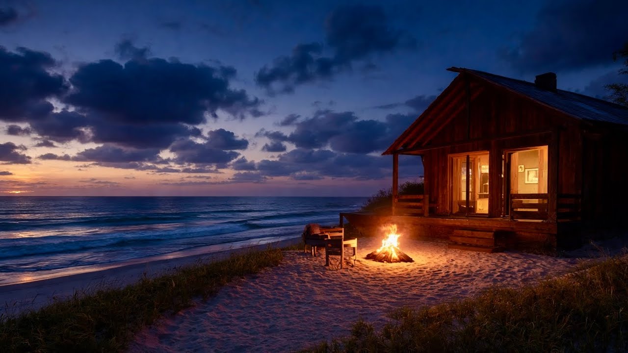 Gentle Piano & Ocean Waves 🌙 Calm Night Ambience for Relaxation (8 Hours)