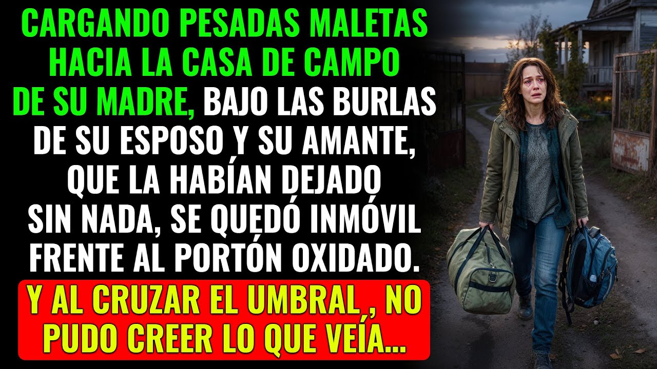 Cargando pesadas maletas hacia la casa de campo bajo las risas de su esposo y su amante, se quedó…