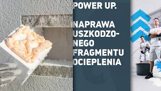 Repairing a damaged section of insulation (ETICS System) step by step. Hole in the facade, repair.