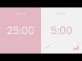2 Hour Pomodoro Timer 25 5 No Music Light Pink White Calm Study With A Little Cat 