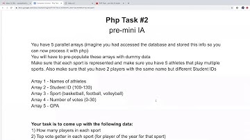PHP: Arrays, For loops, Nested loops and more! Applied in task