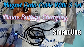 Magnet Data Cable With Light Phone Battery Charging Magnet Data Cable With Light Smart Charger