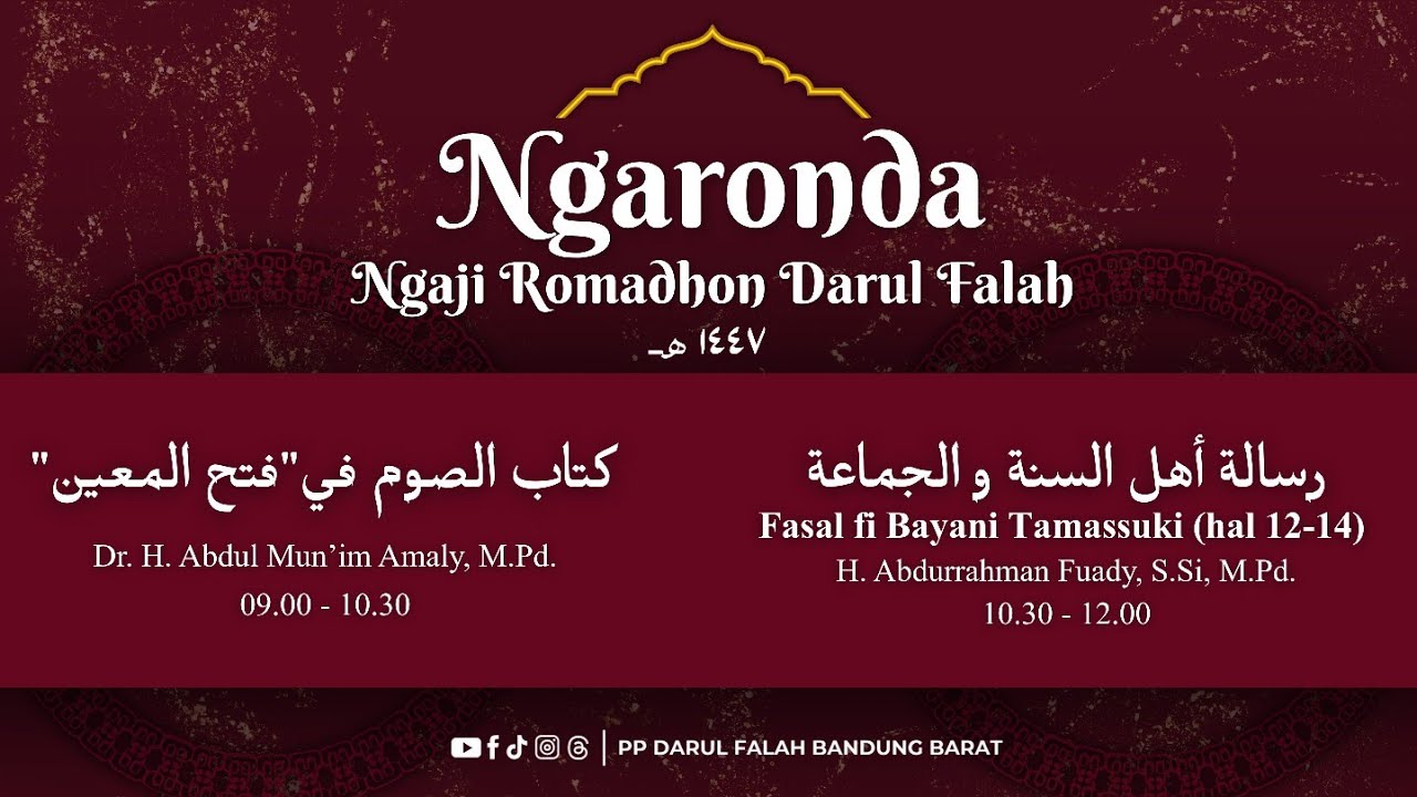PENGAJIAN PASARAN SIANG ROMADHON PONDOK PESANTREN DARUL FALAH BANDUNG BARAT 2026