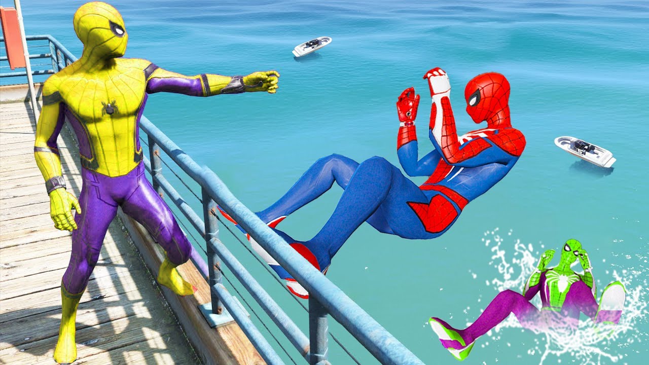 SPIDERMAN CRAZY JUMPS/FALLS #16 (GTA 5 Spider-Man Fails)