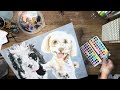 Painting a Puppy Portrait- part 2 |🔇| Fall Asleep Watching