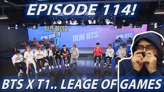 BTS x T1! - RUN BTS Episode 114 League of Gaming 1! | Reaction