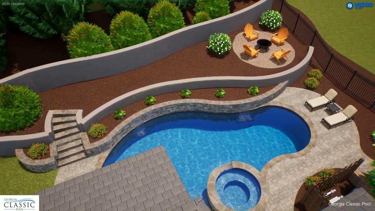 Fleming 3D Flyover Swimming Pool Design by Georgia Classic Pool