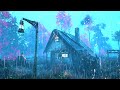 A lonely cabin in a pine forest with rain and thunder to help you sleep soundly | Rain ASMR