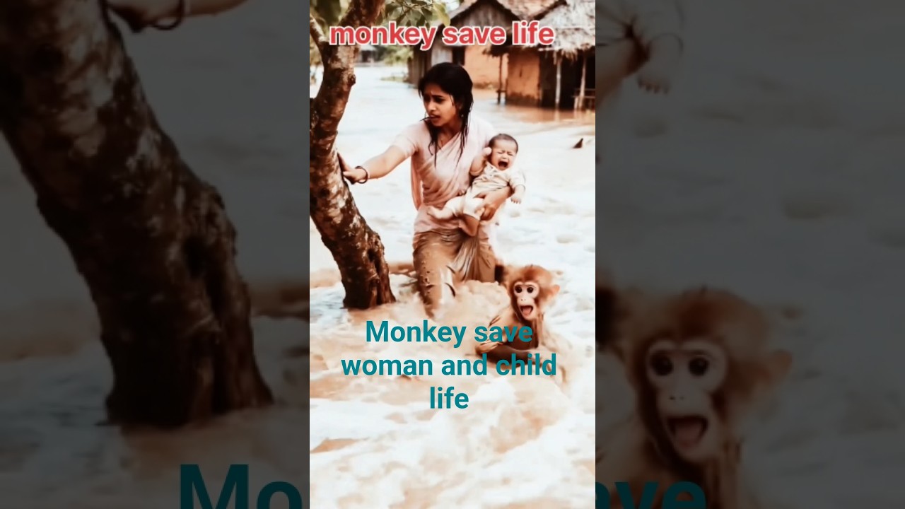 monkey save woman and child life 