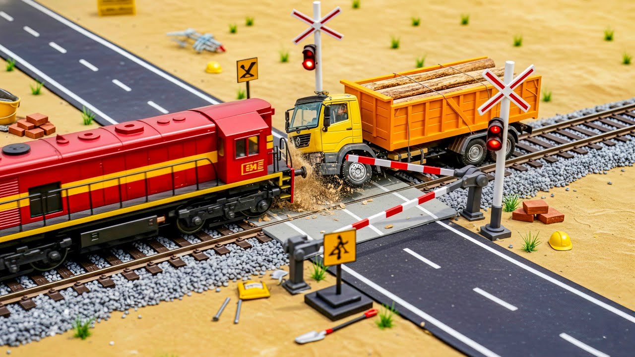 Railway Crossing Accident 🚆💥 Truck Ne Fatak Tod Diya | Miniature Scene 