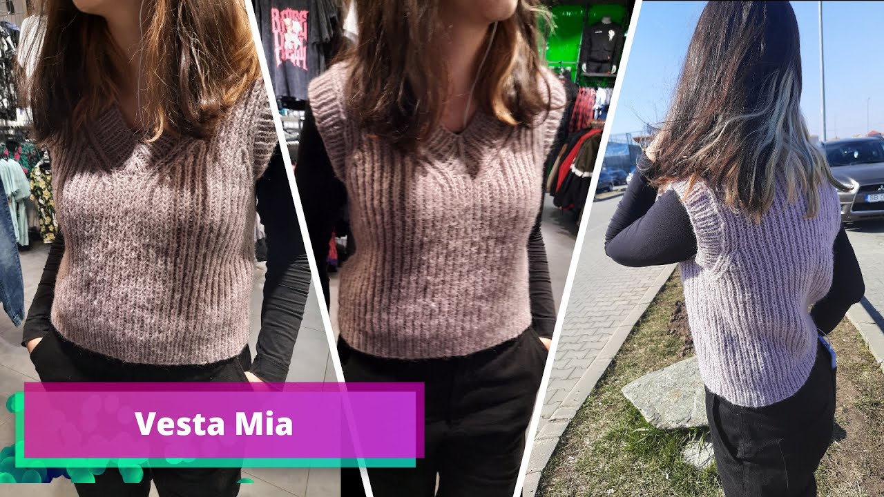 Vesta Mia partea 3 (unim partile si tricotam bentitele)