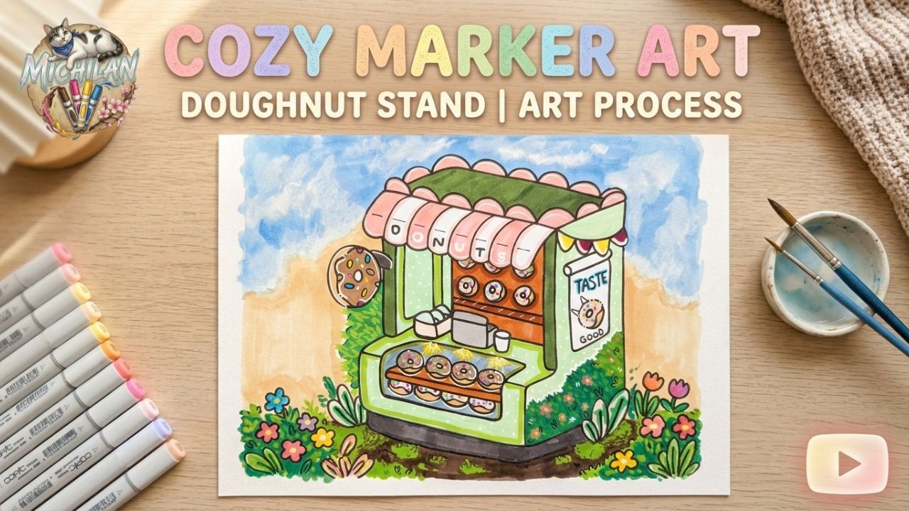 Coloring a Donut Shop 🍩 | Cozy Coloring with Markers | El Rincón de Michilán