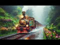 Rainy Train Ride on a Flower-Covered Path - Serene Sounds for Sleep & Relaxation