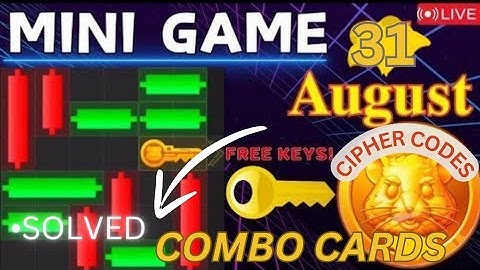 Hamster Kombat mini game 31 August / puzzle game / Puzzle game Solved / cipher codes | #livefeed