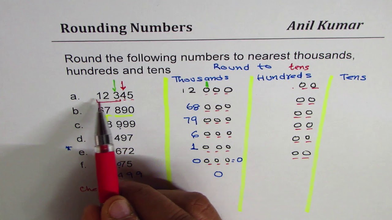 Round Numbers to Thousands Hundreds and Tens