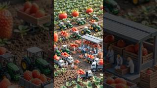 🍓 Tiny Farmers Harvesting Giant Strawberries 🚜 | Miniature Farming World #shorts #satisfyingvideo