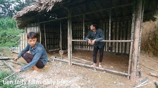 preparing to complete the bamboo house