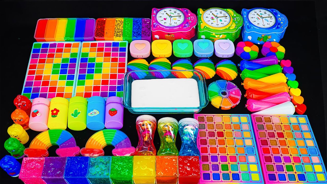 🌈 RAINBOW Slime 🌈 I Mixing random into Glossy Slime With Piping Bags & Eyeshadow I Relax with videos