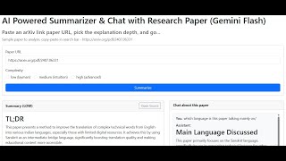 AI Powered Summarizer & Chat with Research Paper (Gemini Flash)