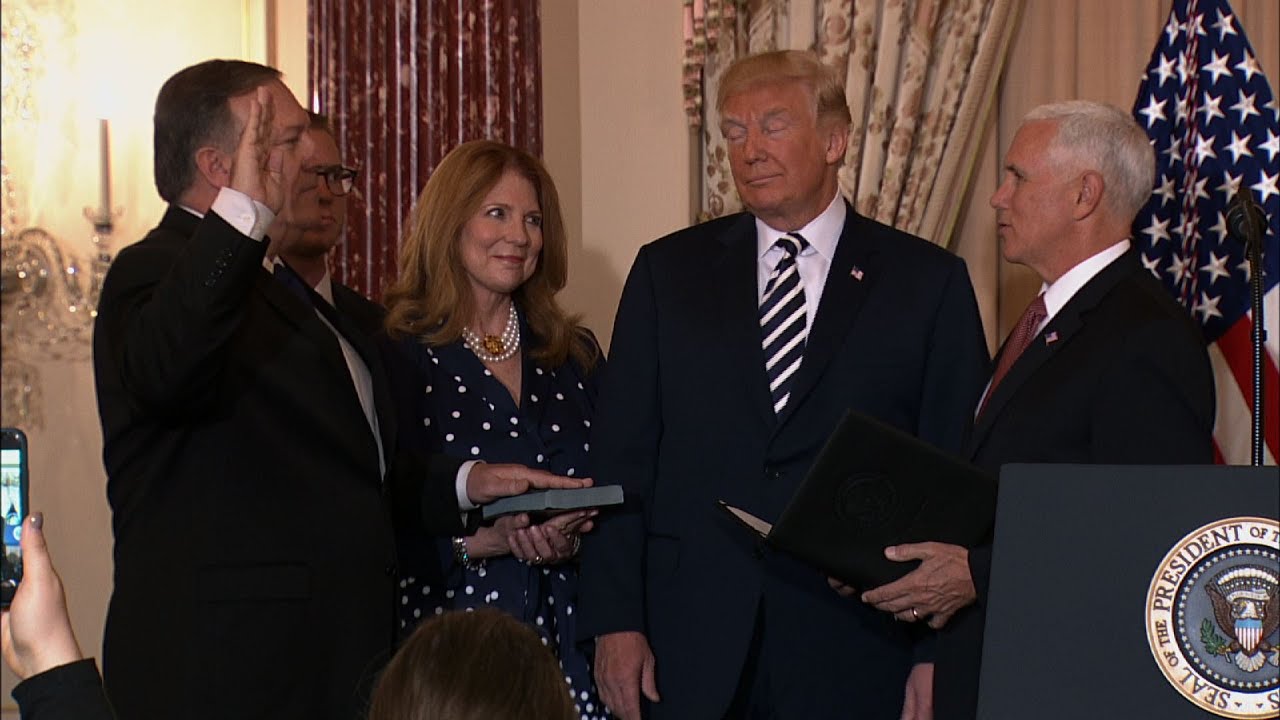 Trump Visits State Dept. to Swear-in Pompeo