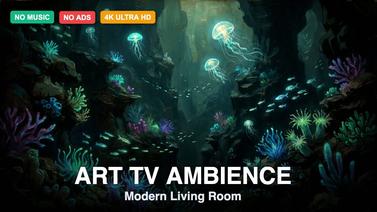 Bioluminescent Coral Reef ART TV Screensaver 4K HDR | Underwater Relaxation Ambient Mode
