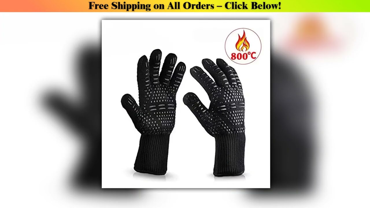 1PCS Piece BBQ Gloves High Temperature Resistance Oven Mitts 500 800 Degrees Fireproof Barbecue