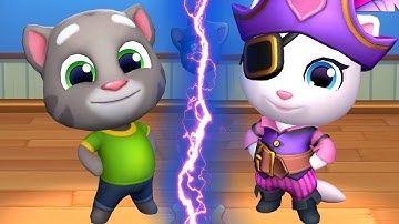 Talking Tom Time Rush vs Talking Tom Gold Run 2 - Tom vs Angela vs Raccoon