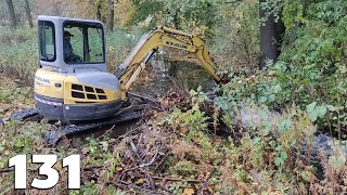 Beaver Dam Removal With Excavator No.131  Work In Autumn