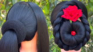 Simple bun hairstyle for women | easy hairstyle | new hairstyle | quick party hairstyle |