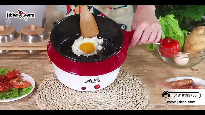 NICAI Kitchen Electric Hot Pot,1.8L Electric Cooker Steamer, Multifunctional Non-Stick Pan,Suitable for Ramen, Steak, Egg,Rice, Oatmeal, Soup Smart