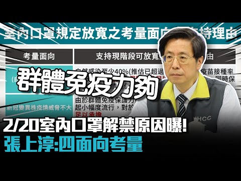 2／20室內口罩解禁原因曝！張上淳：四面向考量【CNEWS】