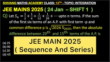 Q) Let 𝑆_𝑛=1/2+1/6+1/12+1/20+… upto 𝑛 terms. If the sum of the first six terms of an A.P. with firs