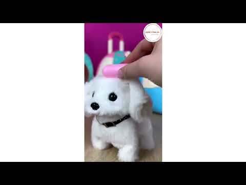 Милий пухнастий друг дитині Кролик звірятко в сумці-переносці для догляду за плюшевим вихованцем Іграшка ходить 3 кольори, видео 1