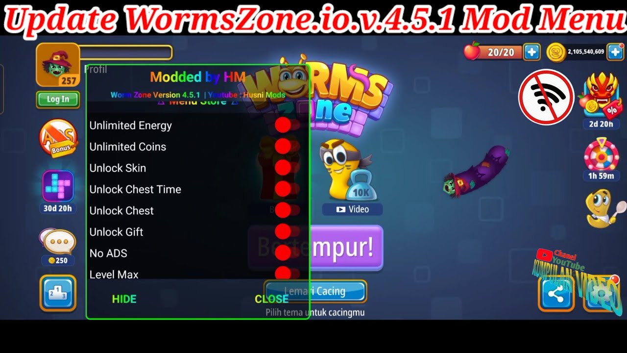 Worms Zone.io MOD APK 5.3.1 (Mega Menu) 