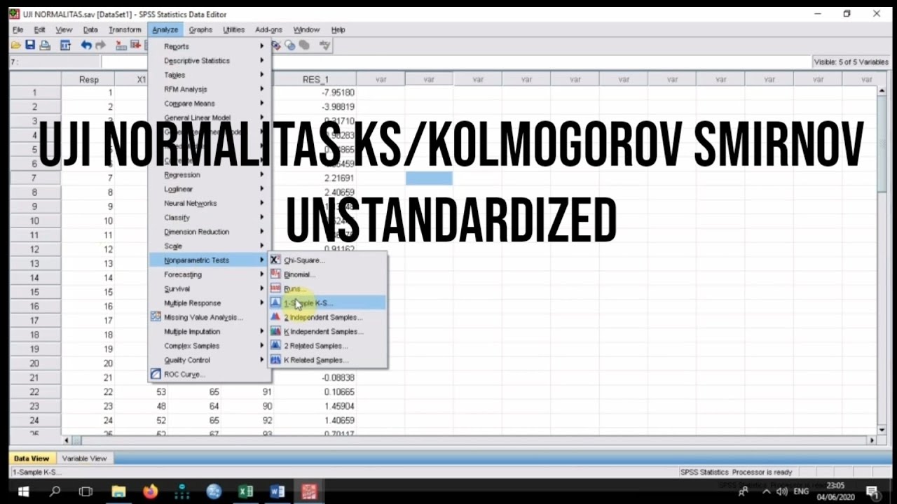 TUTORIAL MUDAH UJI NORMALITAS KS/KOLMOGOROV SMIRNOV
