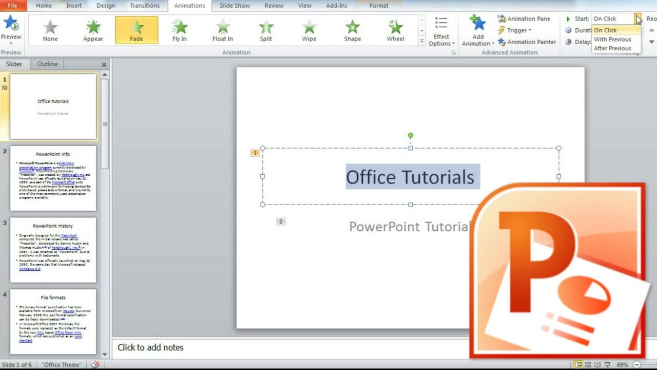 how to put word in presentation mode