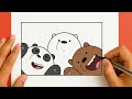 رسم سريع وسهل اسهل طريقة لرسم الدببه الثلاثه رسم الاصدقاء الدببه الثلاثه رسم باندا سهل كيوت 