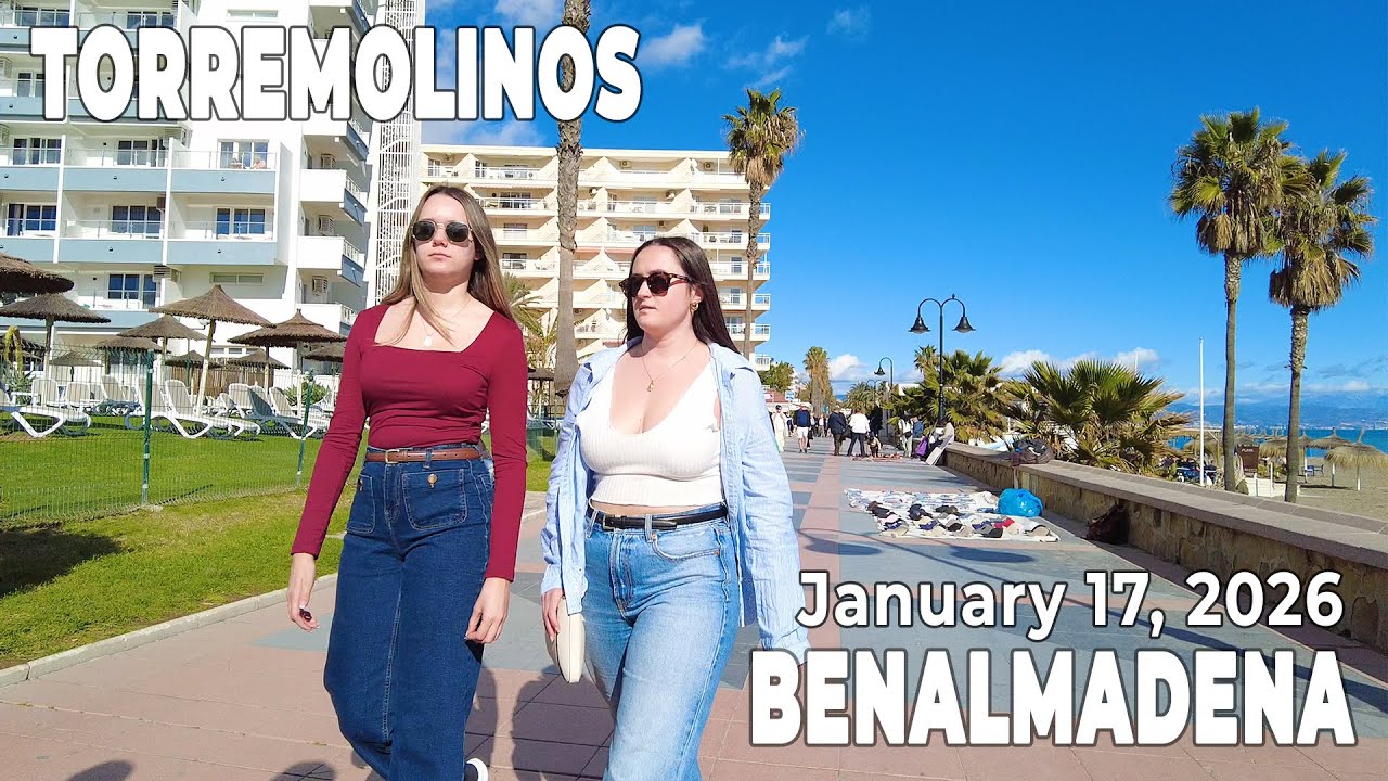 Benalmadena Torremolinos January 17, 2026 Walking Tour Malaga Costa del Sol Spain [4K]