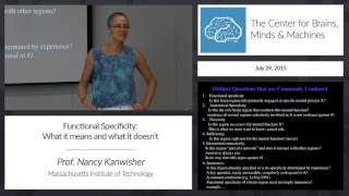 Prof. Nancy Kanwisher - Functional Specificity: What it means and what it doesn't