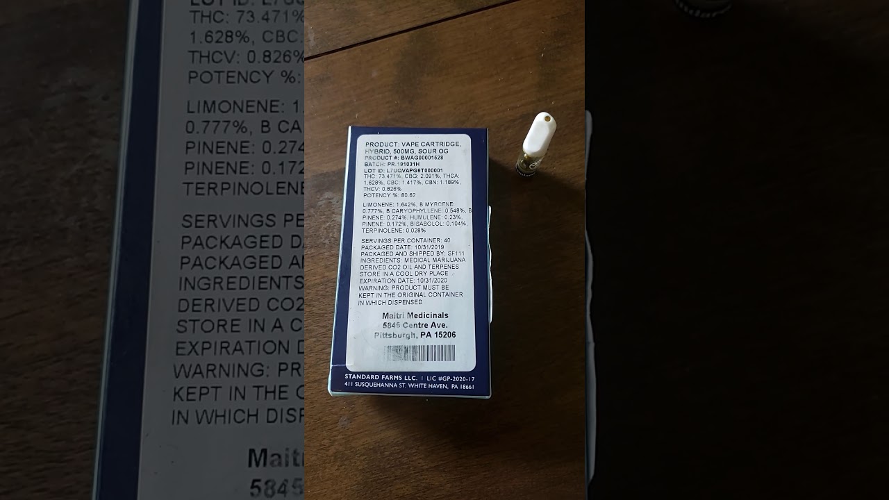 🙃💨Medical Marijuana Review #37 : Sour OG : Standard Farms 500mg cart