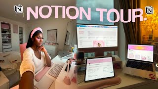 notion mastery 2024 tour 💻 aesthetic study tips & routine, student life with notion pink theme