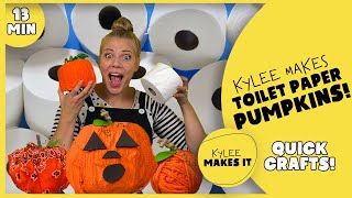 Kylee Makes Toilet Paper Pumpkins | Easy Halloween Toilet Paper Roll Crafts for Kids