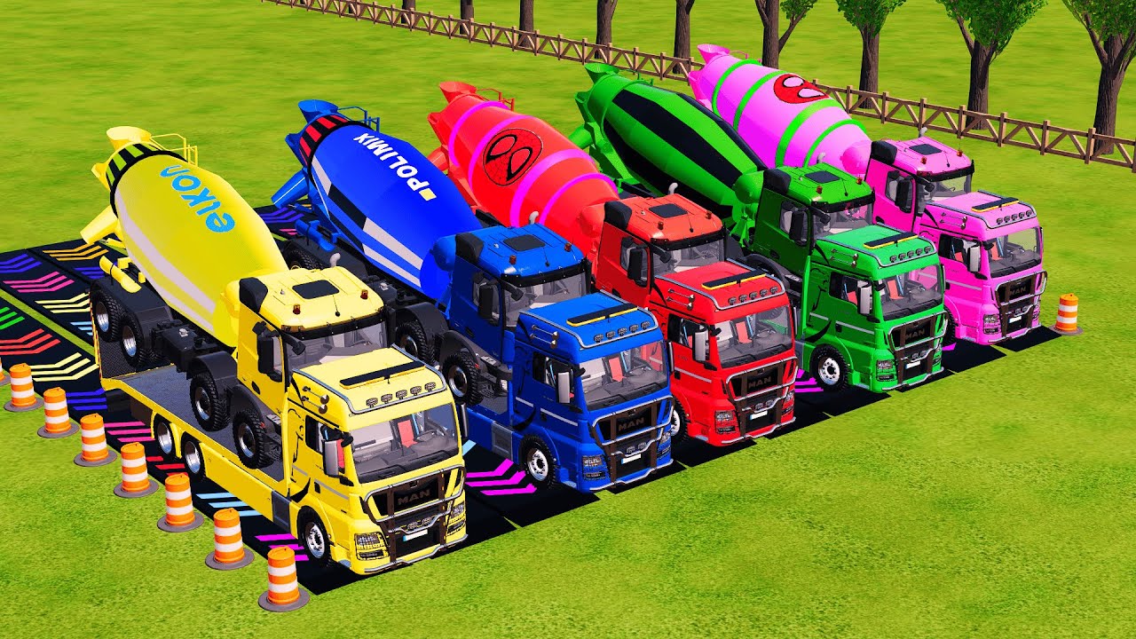 TRANSPORTING HUGE MIXER TRUCKS with POWERFUL FLATBED TRAILER TRUCK! 🚚💪 | Farming Simulator 22 #1