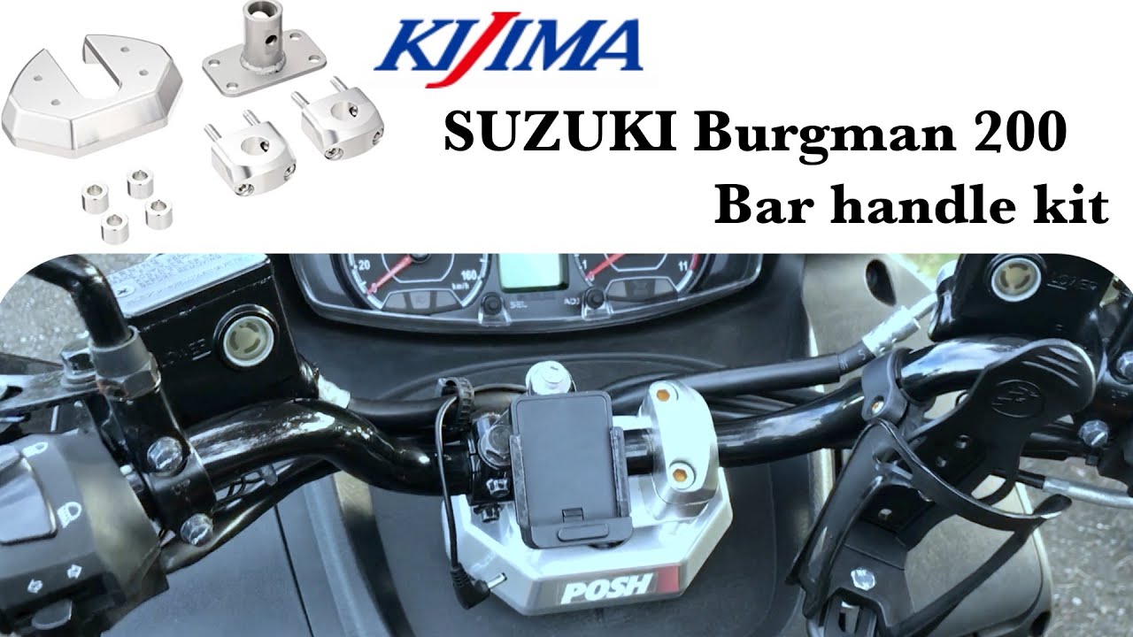 Kijima bar handle kit for Suzuki Burgman 200 review - YouTube