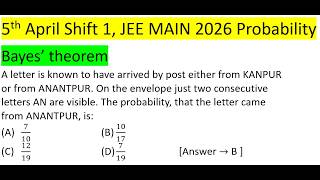 A letter is known to have arrived by post either from KANPUR or from ANANTPUR. On the envelope