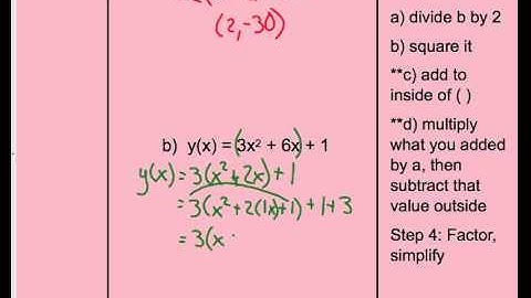 Convert Quadratic from Standard to Vertex Form, Lead Coefficient not 1