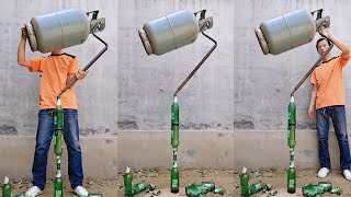 Keep The Gas Can Balanced On Three Beer Bottles💥🔥Chinese Balance Master